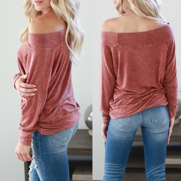 Aluna Levi Tops - 🆕8x HP!💋LAST❗️Marsala Vintage-Wash Top